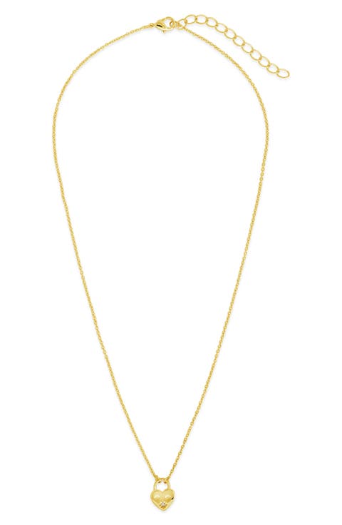 Josephine CZ Heart Lock Pendant Necklace