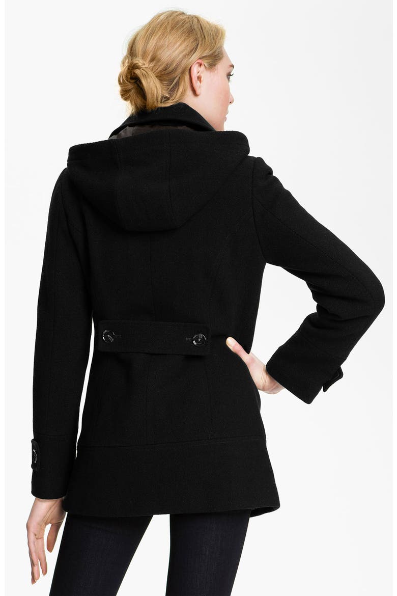 Hooded Toggle Coat, Alternate, color, BLACK