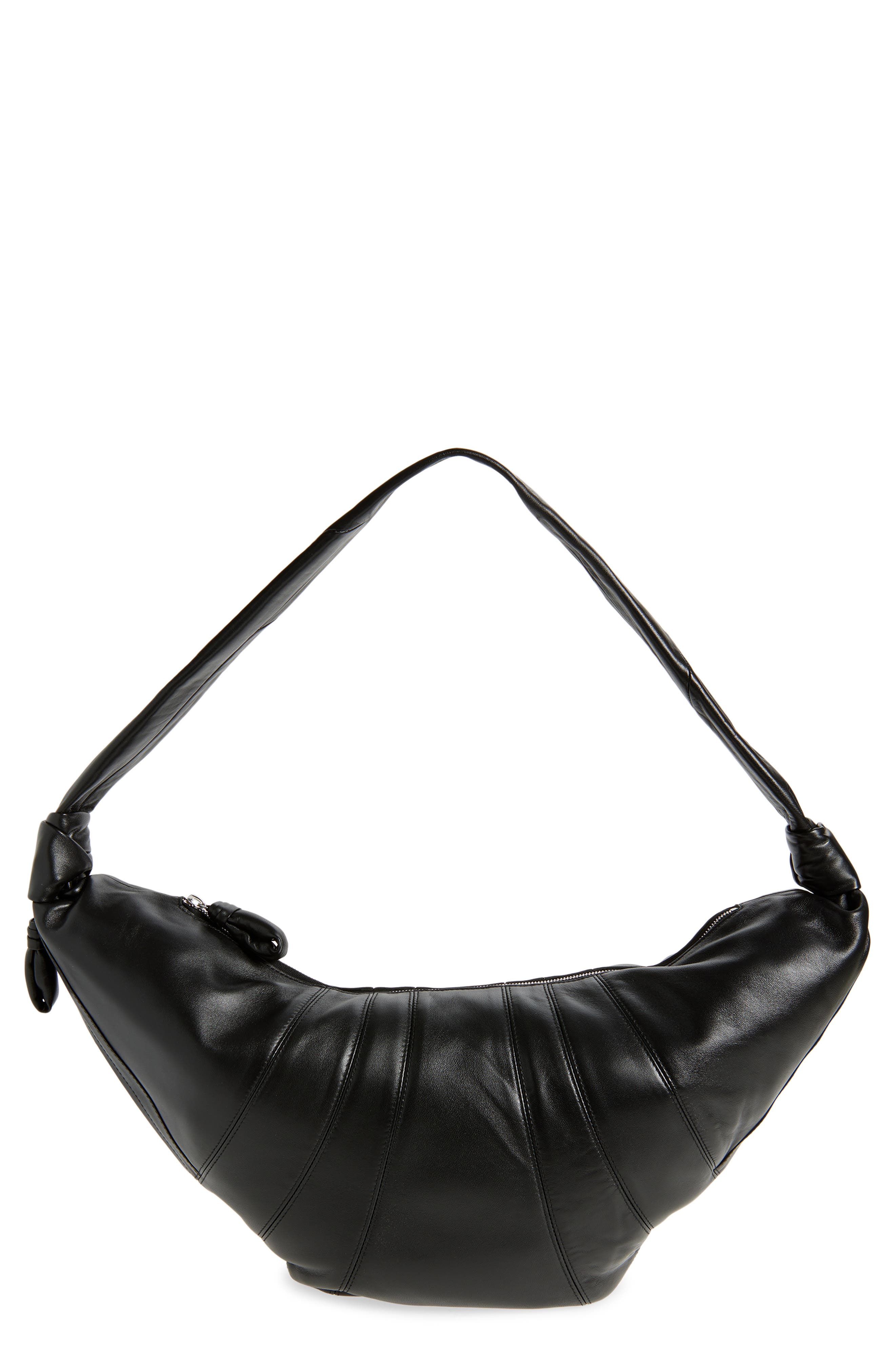 Lemaire Large Croissant Leather Bag, Main, color, Black