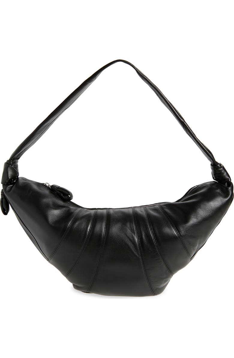 Lemaire Large Croissant Leather Bag, Main, color, Black
