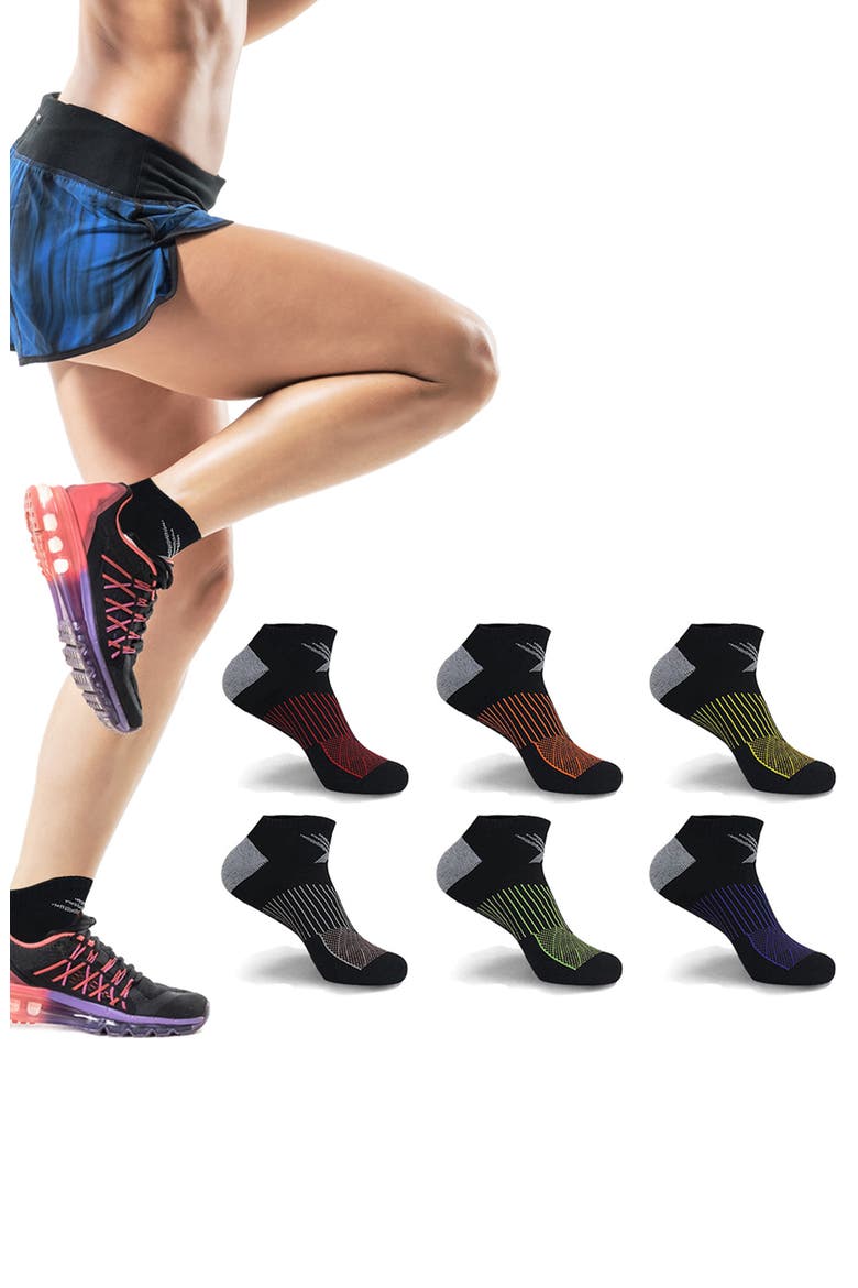 Elite Super Lite Cushioned Ankle Socks - Pack of 6, Alternate, color, BLACK