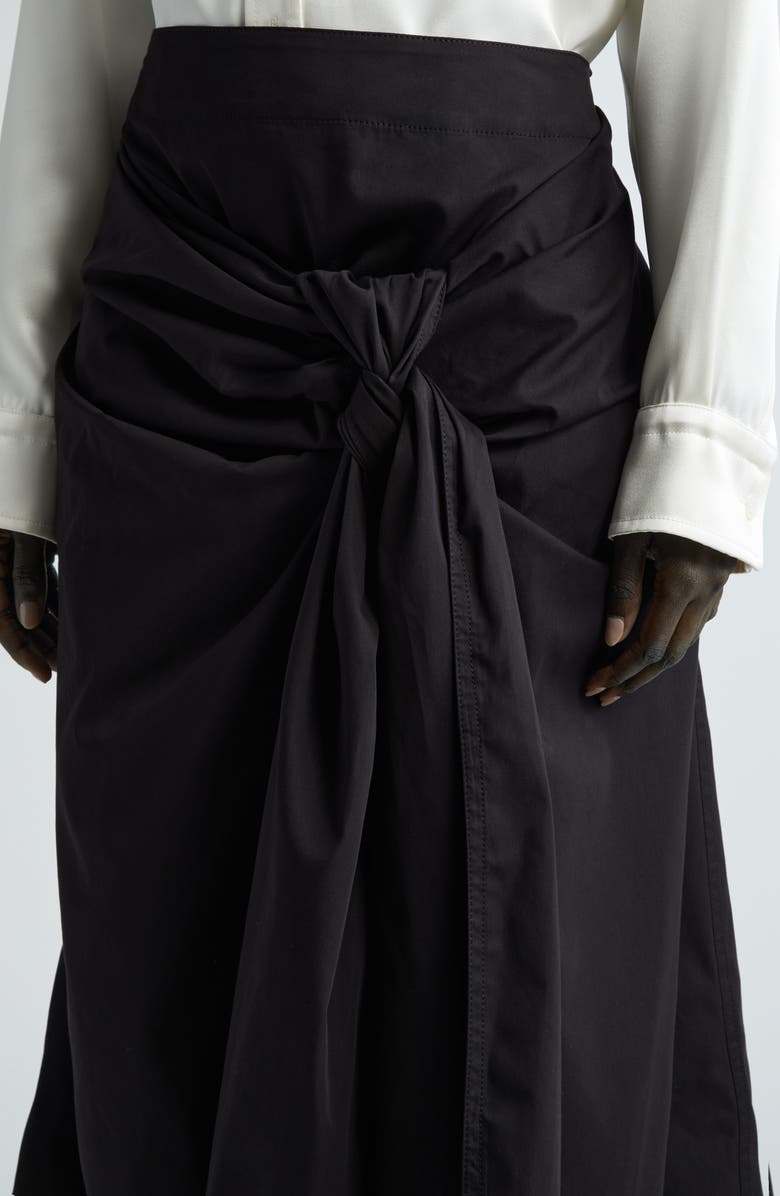 Bottega Veneta Knotted Cotton Poplin Midi Skirt, Alternate, color,