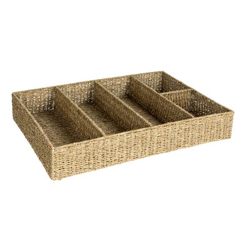 Natural Hand-Woven Seagrass Sectional Tray, Natural