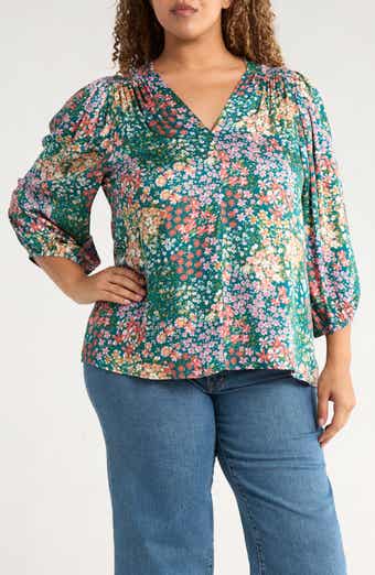 Floral V-Neck Long Sleeve Top
