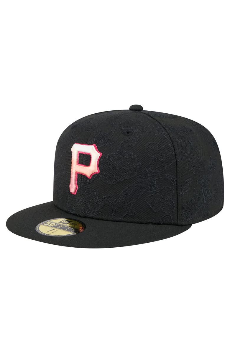 New Era Men's New Era Black Pittsburgh Pirates Tonal Koi 59FIFTY Fitted Hat, Main, color, 