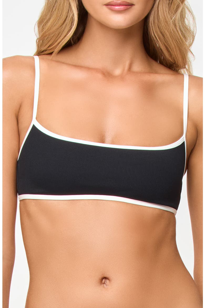Clark Moderate Coverage Bikini Top, Main, color, BLACK/ CREAM