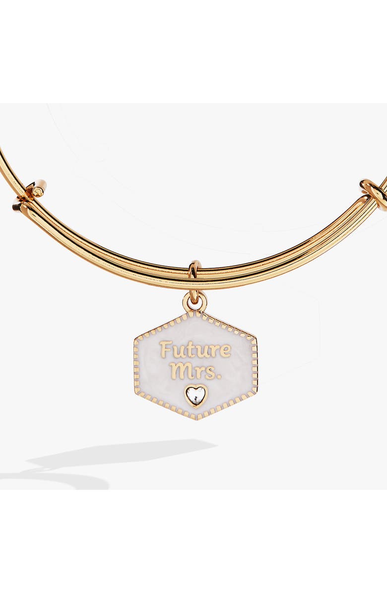 Alex and Ani 'Future Mrs.' Mother of Pearl Charm Bangle, Alternate, color, Gold