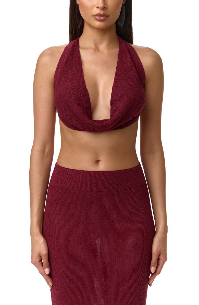 Naked Wardrobe Knit Crop Top, Main, color, Sangria