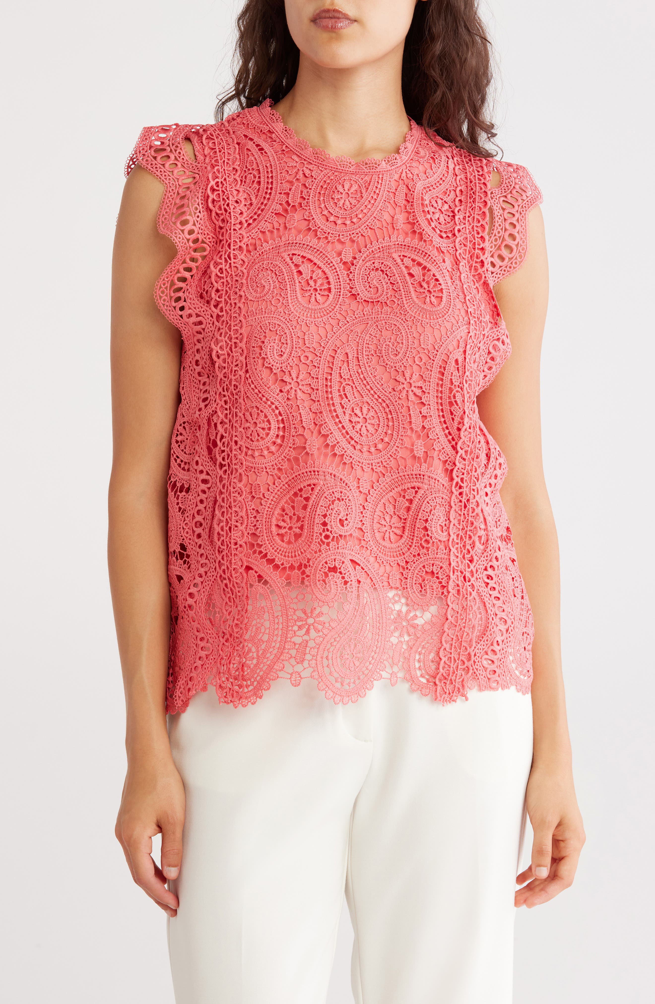 Ellen Tracy Sleeveless Lace Top