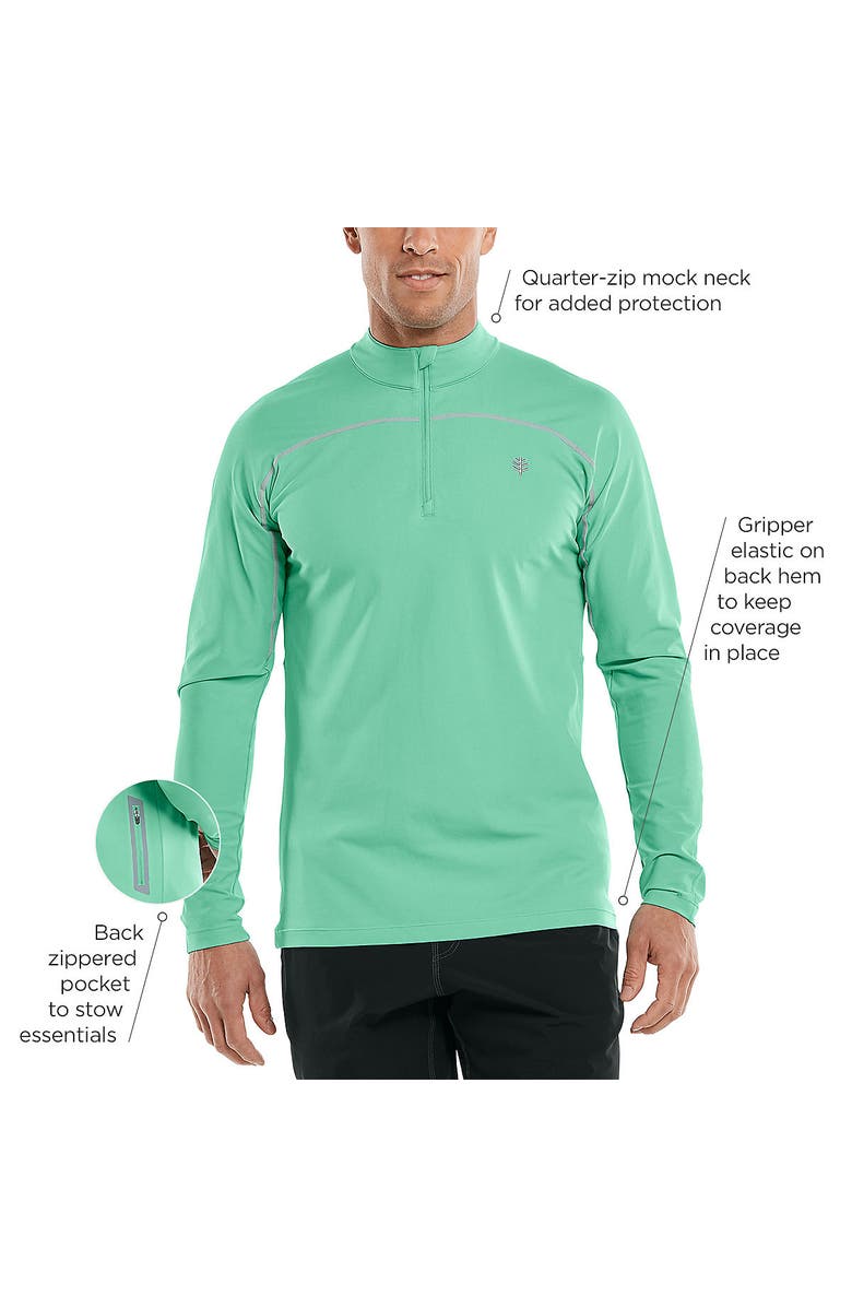 Coolibar Men's Zip Rash Guard - UPF 50+ Sun Protection - Nocona, Alternate, color, White
