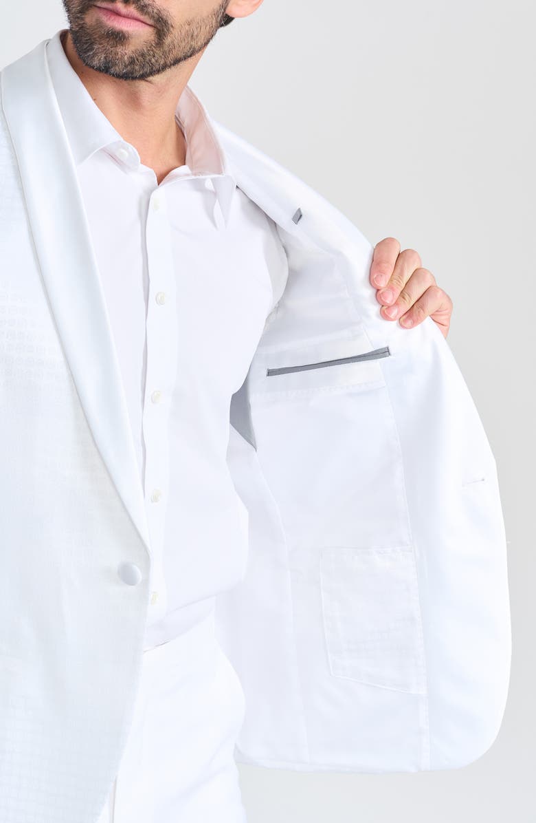 SAVILE ROW CO Varick White Jacquard One Button Shawl Collar Dinner Jacket, Alternate, color, White