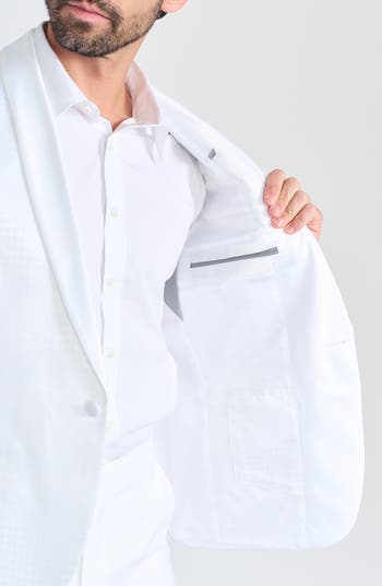 Varick White Jacquard One Button Shawl Collar Dinner Jacket