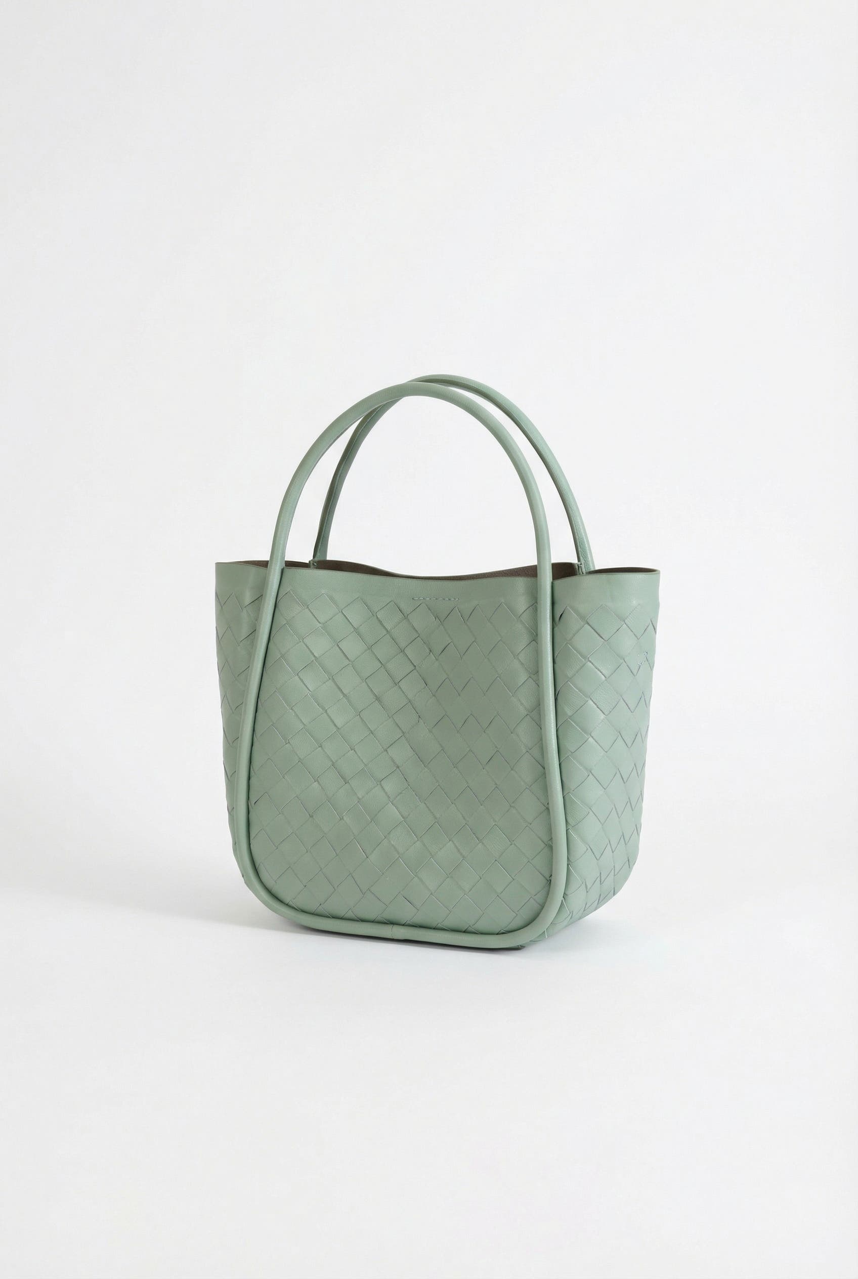 Portland Woven Leather Top Handle Bag, Alternate, color, Light Green