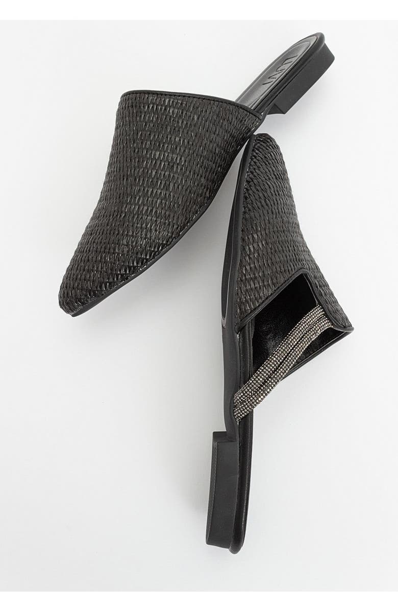 Prologue Shoes Pesa Woven Slippers, Alternate, color, Black Faux Leather