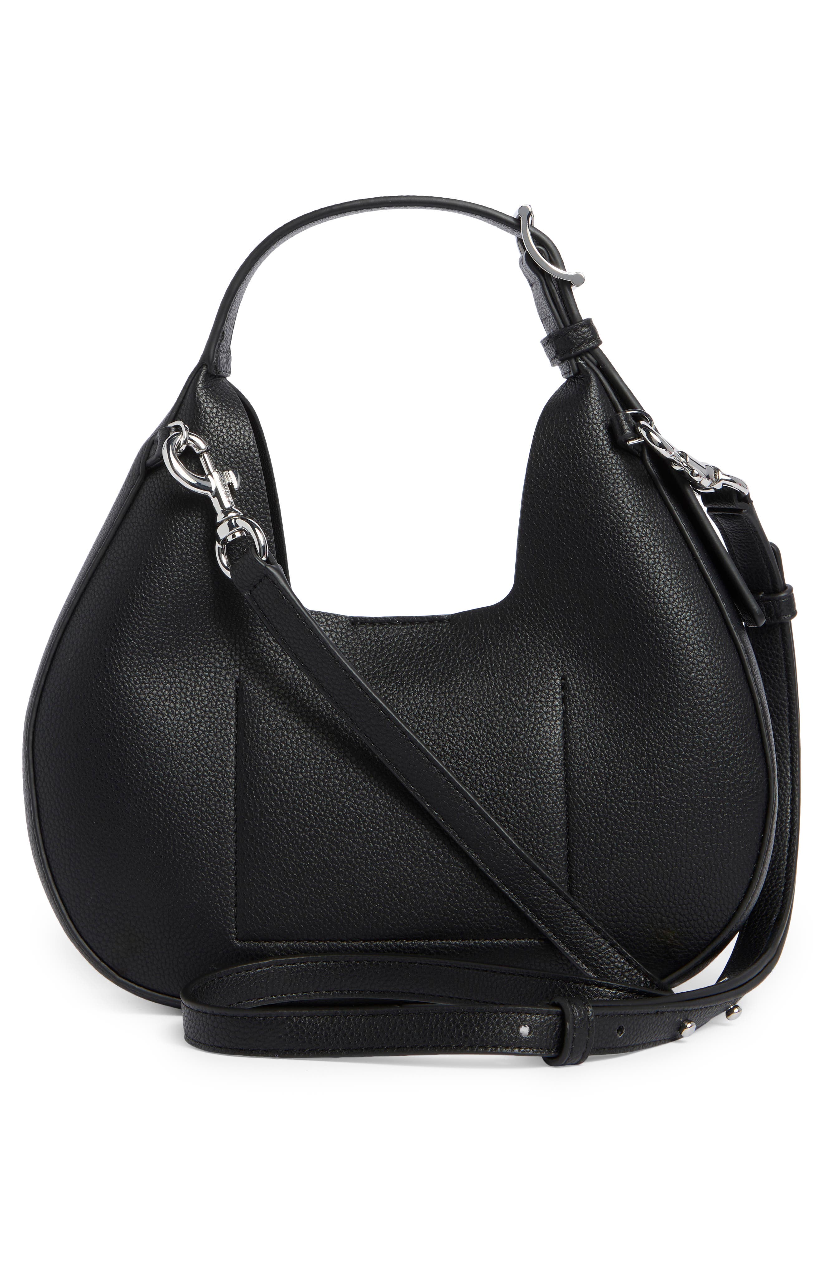 DKNY Camila Small Hobo Crossbody Bag, Alternate, color, Black/ Silver