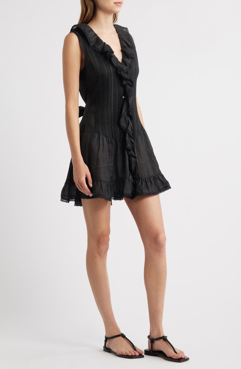 DÔEN Henrietta Ruffle Sleeveless Minidress, Alternate, color, Black