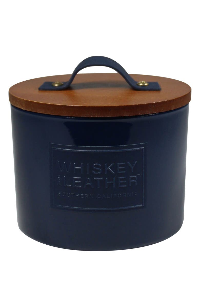 SAND AND FOG Whiskey & Leather Candle, Main, color, Indigo