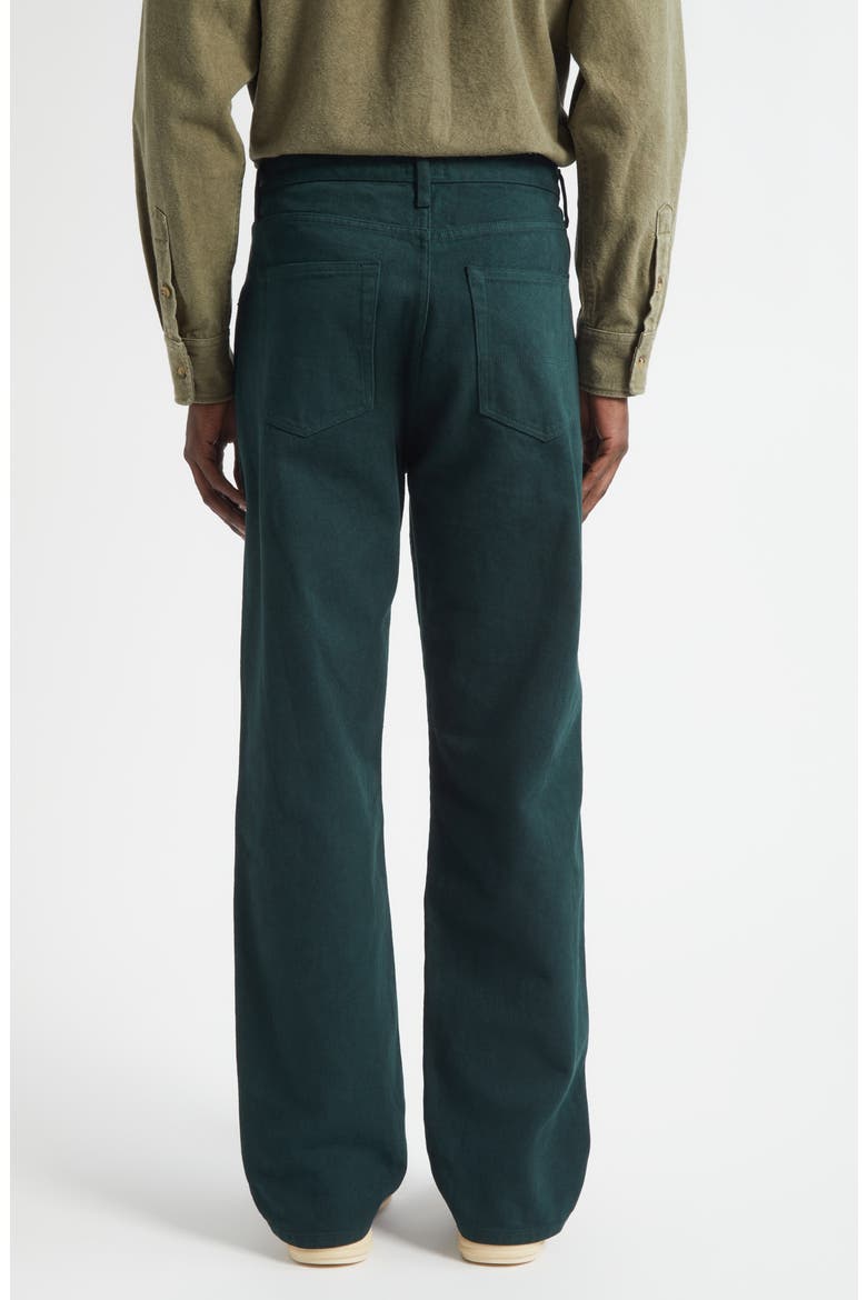 Brushed Back Pleated Organic Cotton Jeans, Alternate, color, DARK GREEN