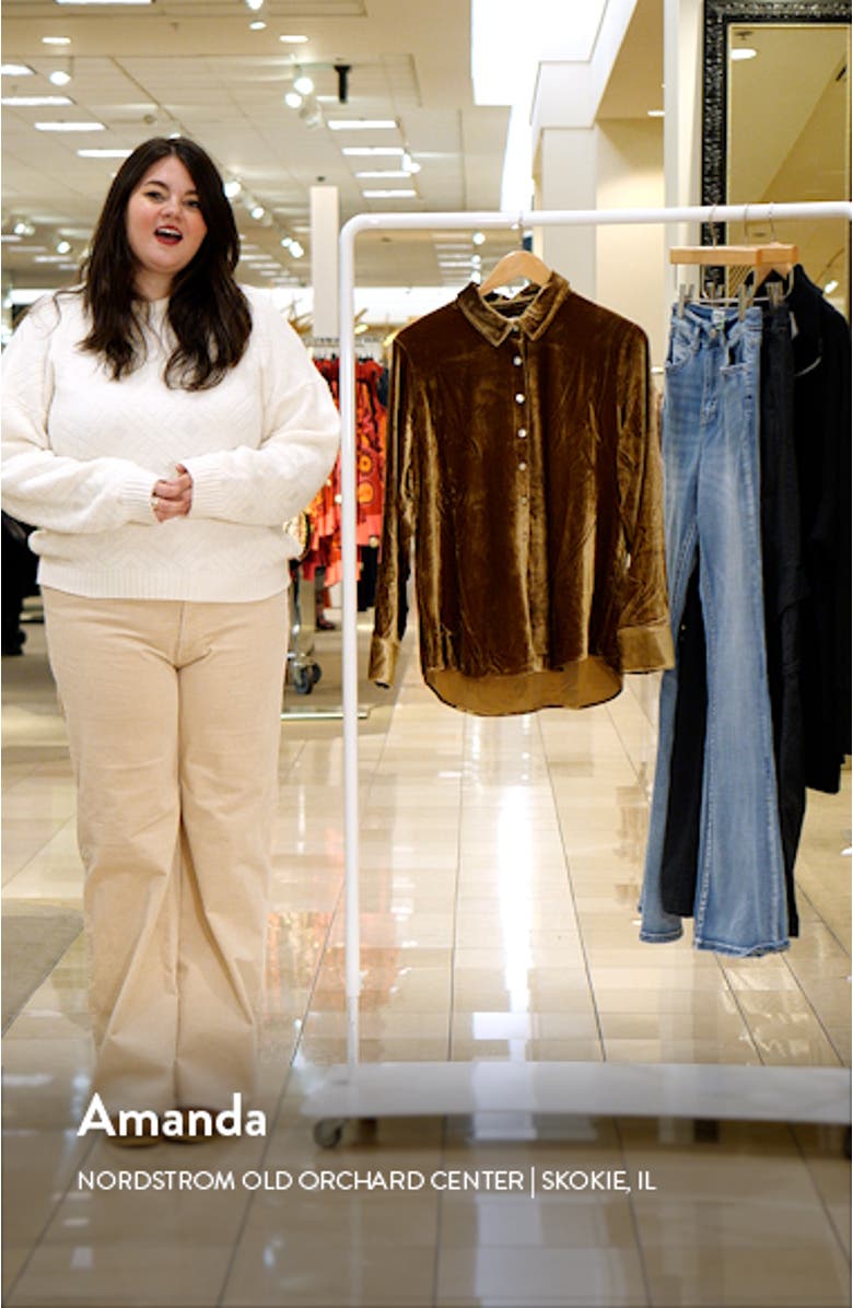 Genevieve Stretch Velvet Button-Up Shirt, sales video thumbnail