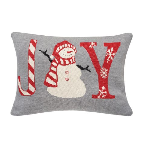 Joy With Penguin Christmas Throw Pillow, 16" x 24"