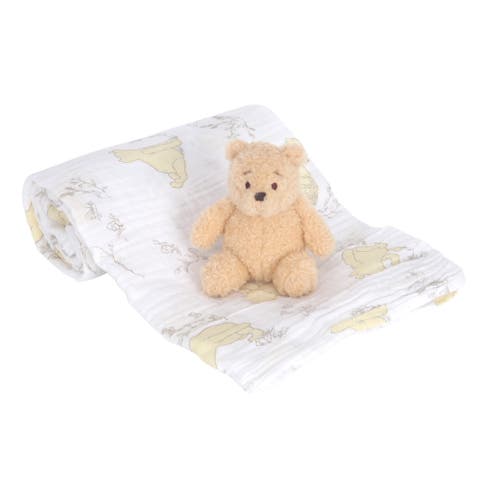 Disney Baby Winnie the Pooh Swaddle Blanket & Plush Toy Gift Set