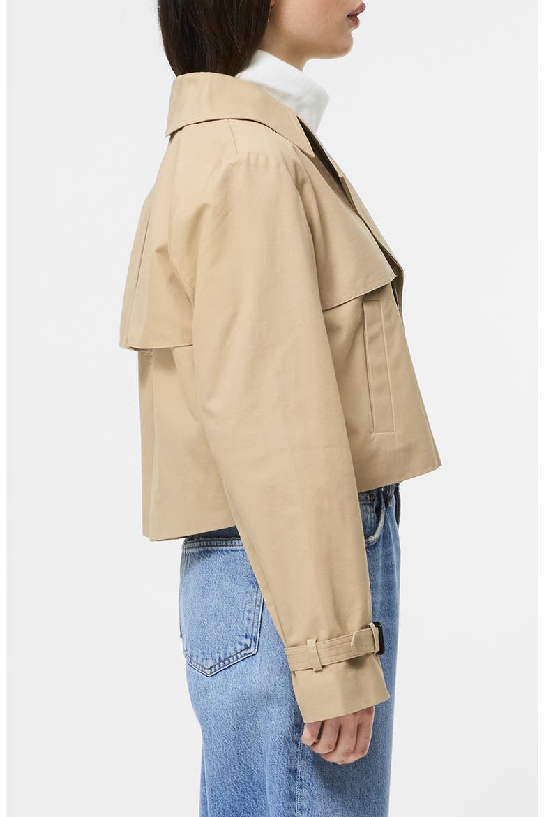 Crop Cotton Twill Trench Coat, Alternate, color, KHAKI