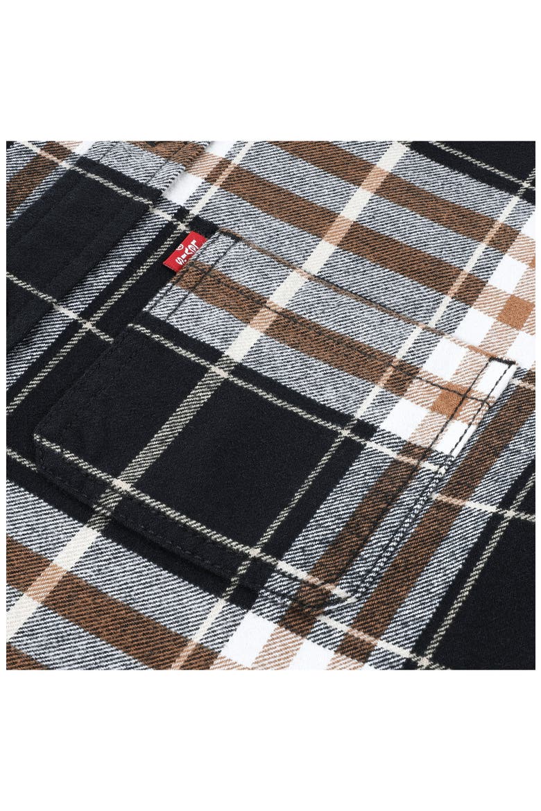Kids' Hooded Plaid Flannel Shirt, Alternate, color, JET BLACK