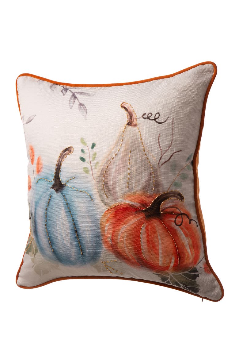 20x20 Faux Burlap Pumpkin Pillow Cover, Alternate, color, Orange