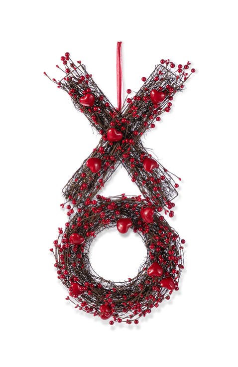 24"H Red Valentine's XO Shaped Wreath
