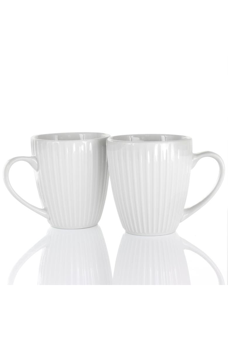 Elle 12 Piece Round Porcelain Mug Set, Alternate, color, White