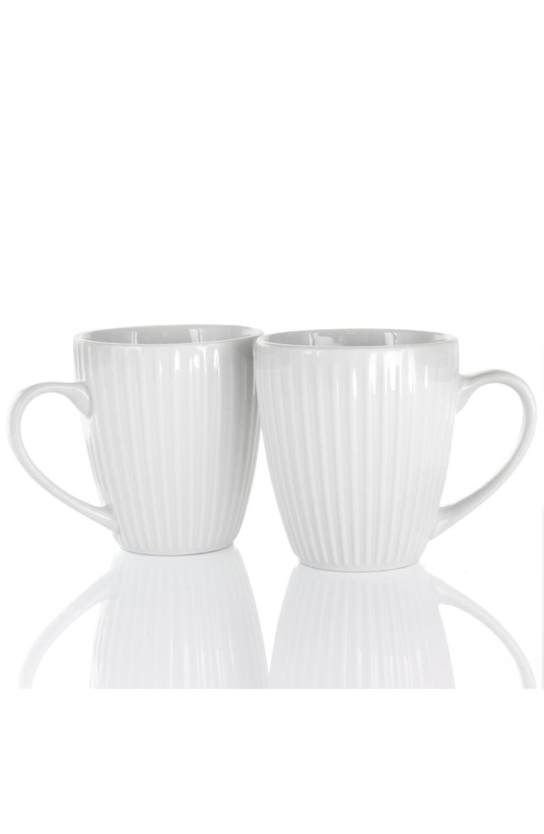 Elama Elle 12 Piece Round Porcelain Mug Set, Alternate, color, White