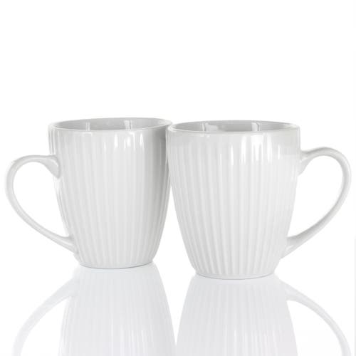 Elama Elle 12 Piece Round Porcelain Mug Set In White