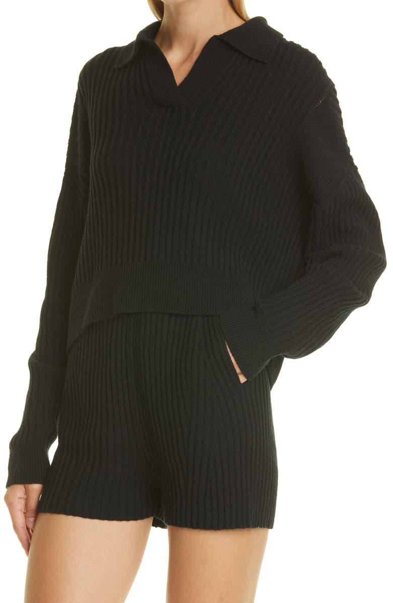 rag & bone Maxine Ribbed Merino Wool & Cotton Blend Polo Sweater, Alternate, color, 