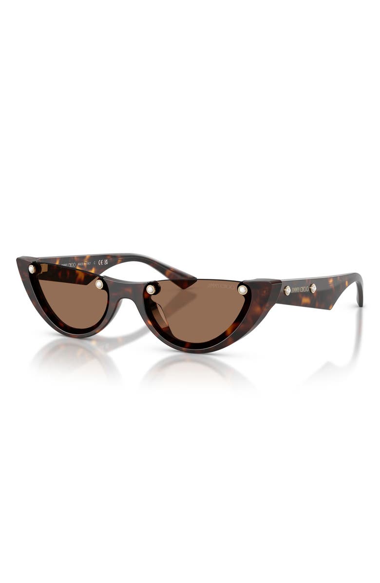 Jimmy Choo 53mm Semi Rimless Oval Sunglasses, Alternate, color, Havana / Dark Brown