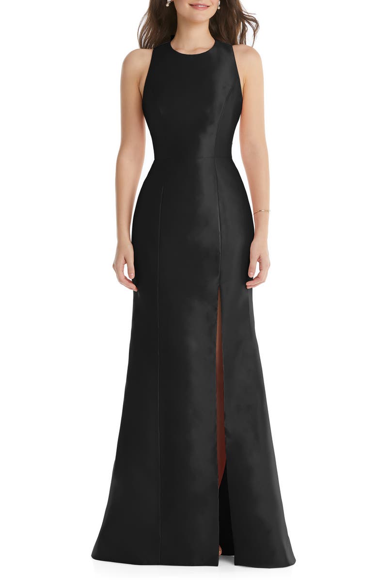 Alfred Sung Jewel Neck Open Back Gown, Main, color, 