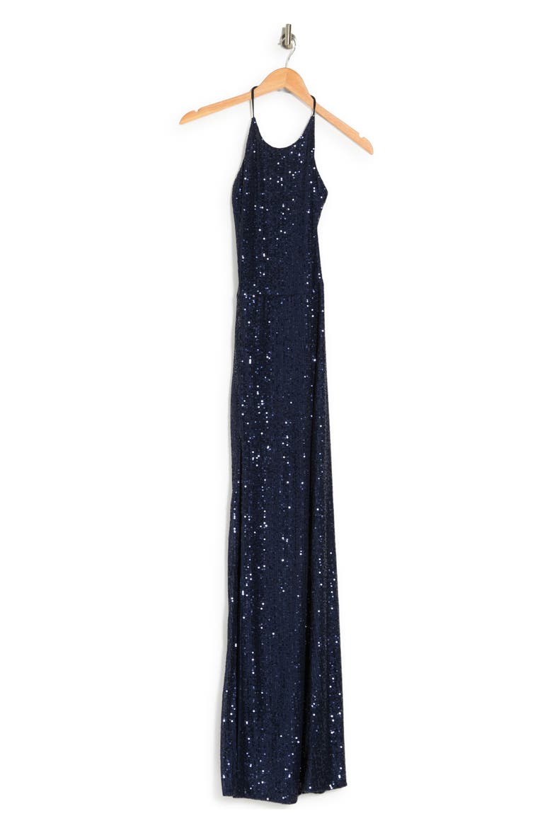 Bernadette Sequin Open Back Dress, Alternate, color, NAVY BLAZER