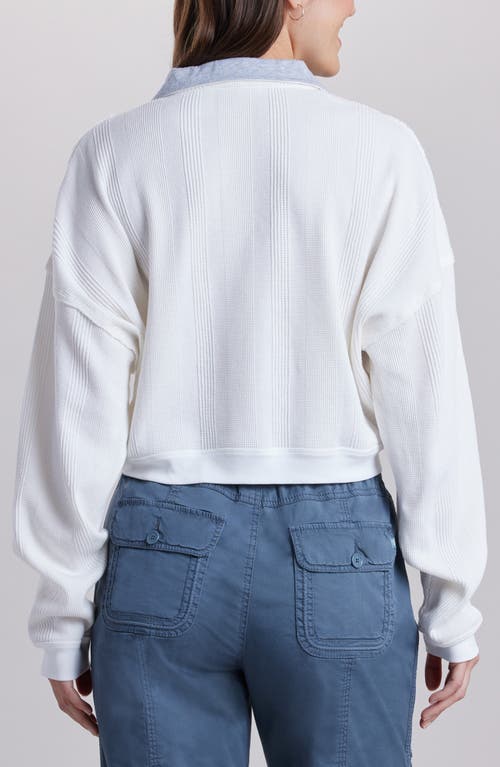 Unionbay Malorie Textured Long Sleeve Cotton Polo In White