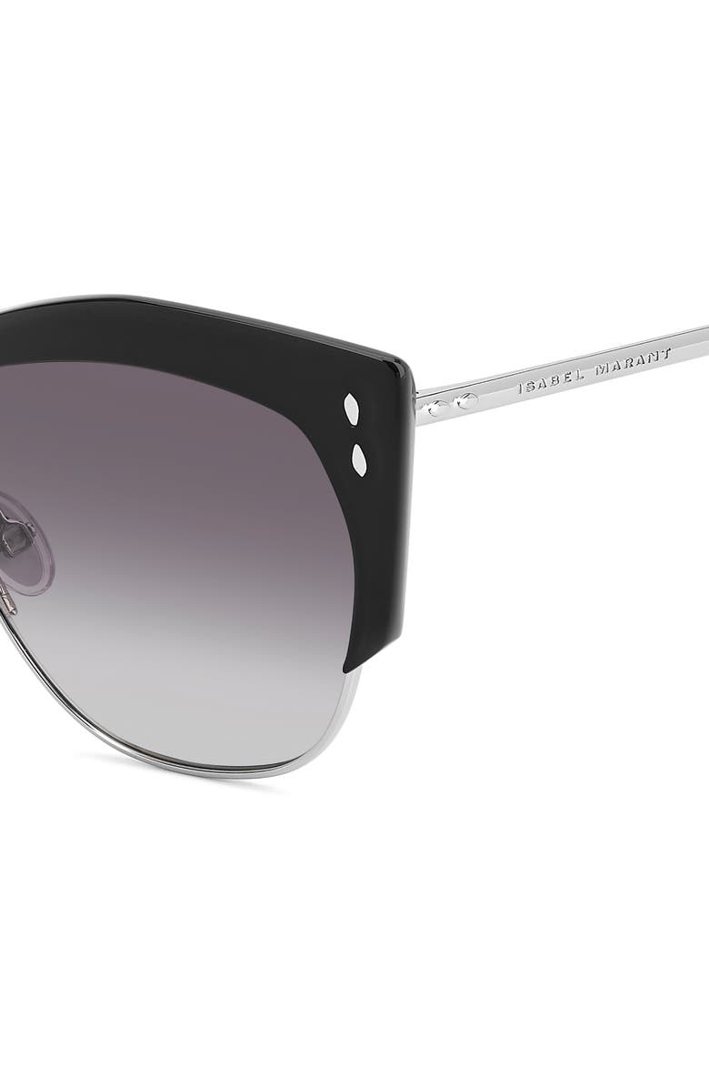 Isabel Marant 58mm Gradient Cat Eye Sunglasses, Alternate, color, Black Silver/ Grey Shaded