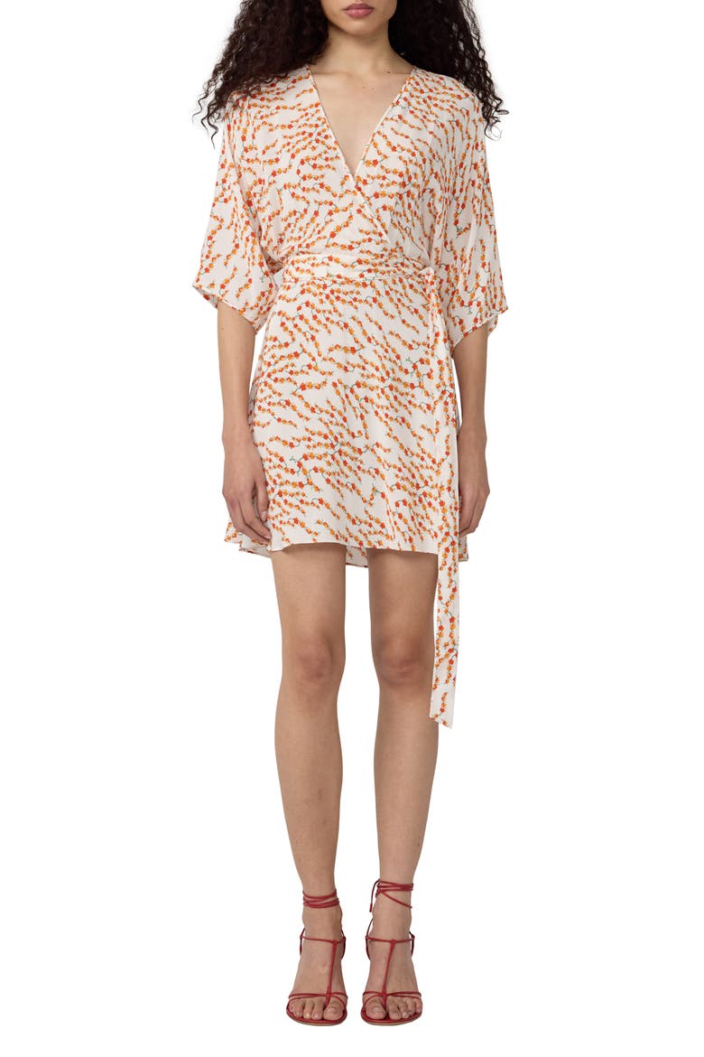 Bonnie Print Faux Wrap Minidress, Main, color, MIRAGE DITSY