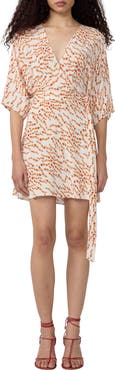 Diane von Furstenberg Bonnie Print Faux Wrap Minidress