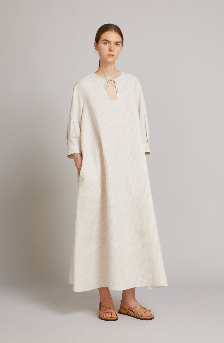 MM by Max Mara Memo Stripe Linen & Cotton Canvas A-Line Dress, Alternate, color, 