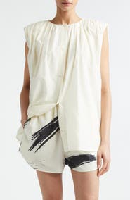 LOULOU DE SAISON Anca Gathered Sleeveless Cotton & Silk Voile Button-Up Top