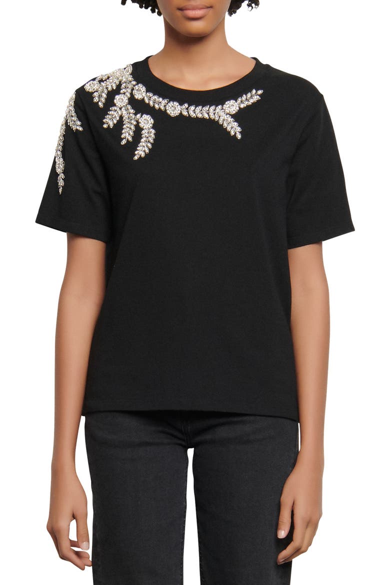 Rhinestone T-Shirt, Main, color, BLACK