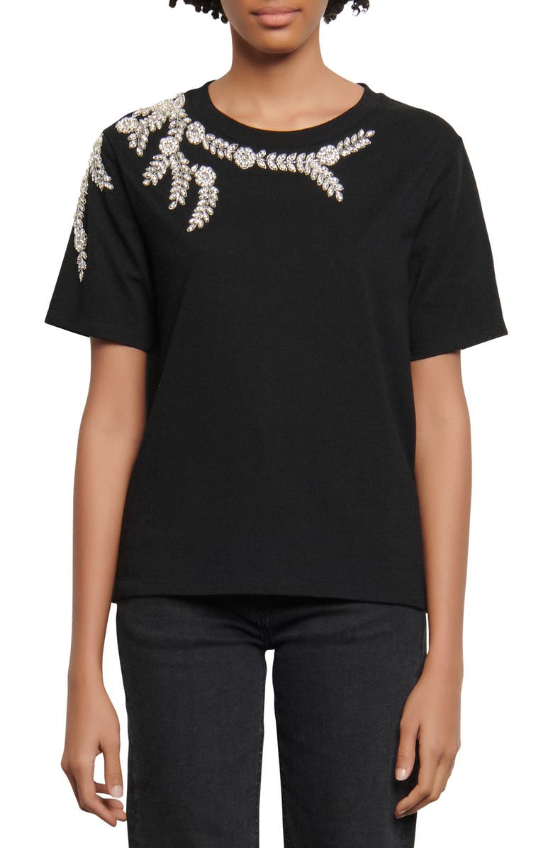 SANDRO Rhinestone T-Shirt, Main, color,