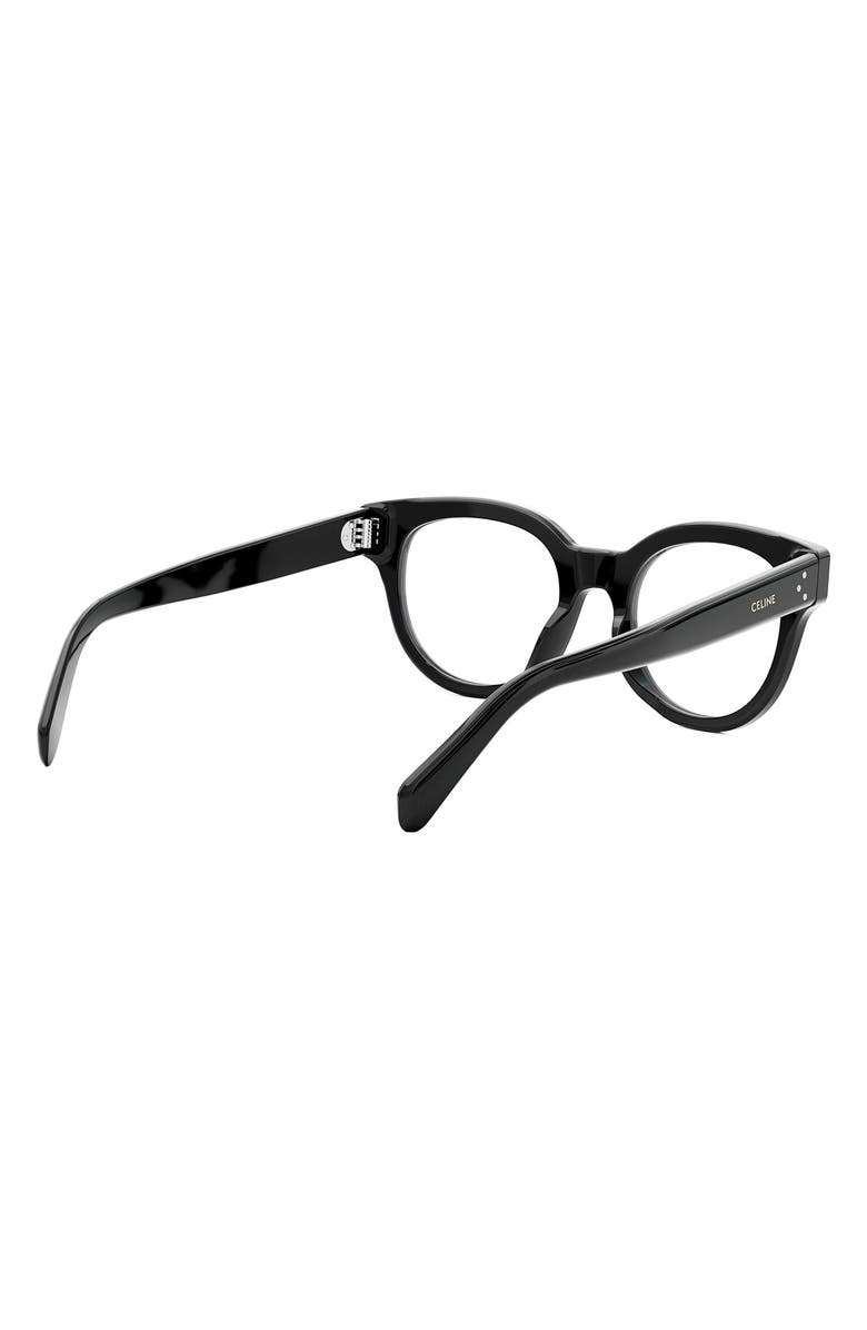 CELINE Bold 53mm Round Optical Glasses, Alternate, color, Shiny Black