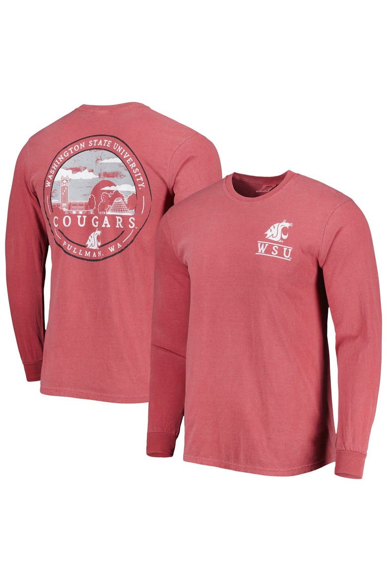 Men's Crimson Washington State Cougars Circle Campus Scene Long Sleeve T-Shirt, Main, color, Crimson