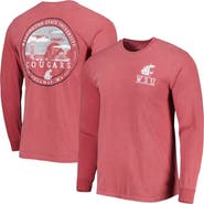 IMAGE ONE Men's Crimson Washington State Cougars Circle Campus Scene Long Sleeve T-Shirt
