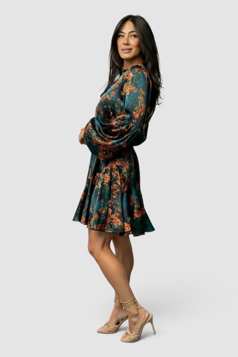 Venice Short Dress, Alternate, color, Jade + Copper Floral