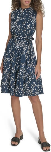 カルバンクライン Floral Cap Sleeve Cotton Shirtdress Calvin Klein Women's Cotton Floral Short-Sleeve Shirtdress