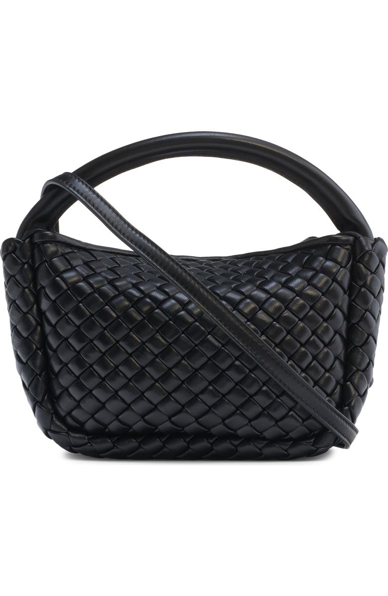 Bottega Veneta Mini Borsa Intrecciato Leather Top Handle Bag, Alternate, color, Black-M Brass